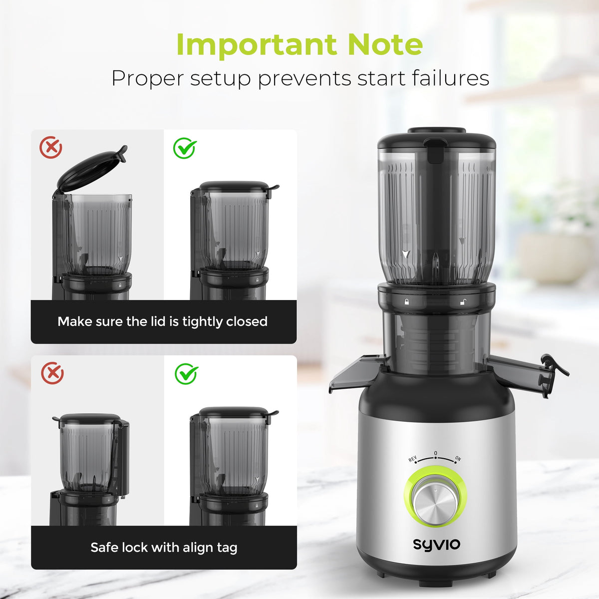 Syvio Cold Press Juicer, Juicer Machine with 4.3" Feed Chute, Slow Masticating Juicer for Fruits and Vegetables, Juice Maker with High Juice Yield, BPA-Free, Easy to Clean, Black Silver