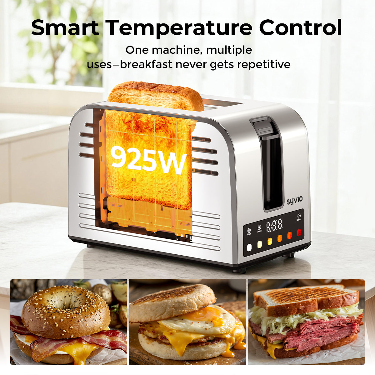 SYVIO Touchscreen Toaster, Smart Stainless Steel, 6 Levels