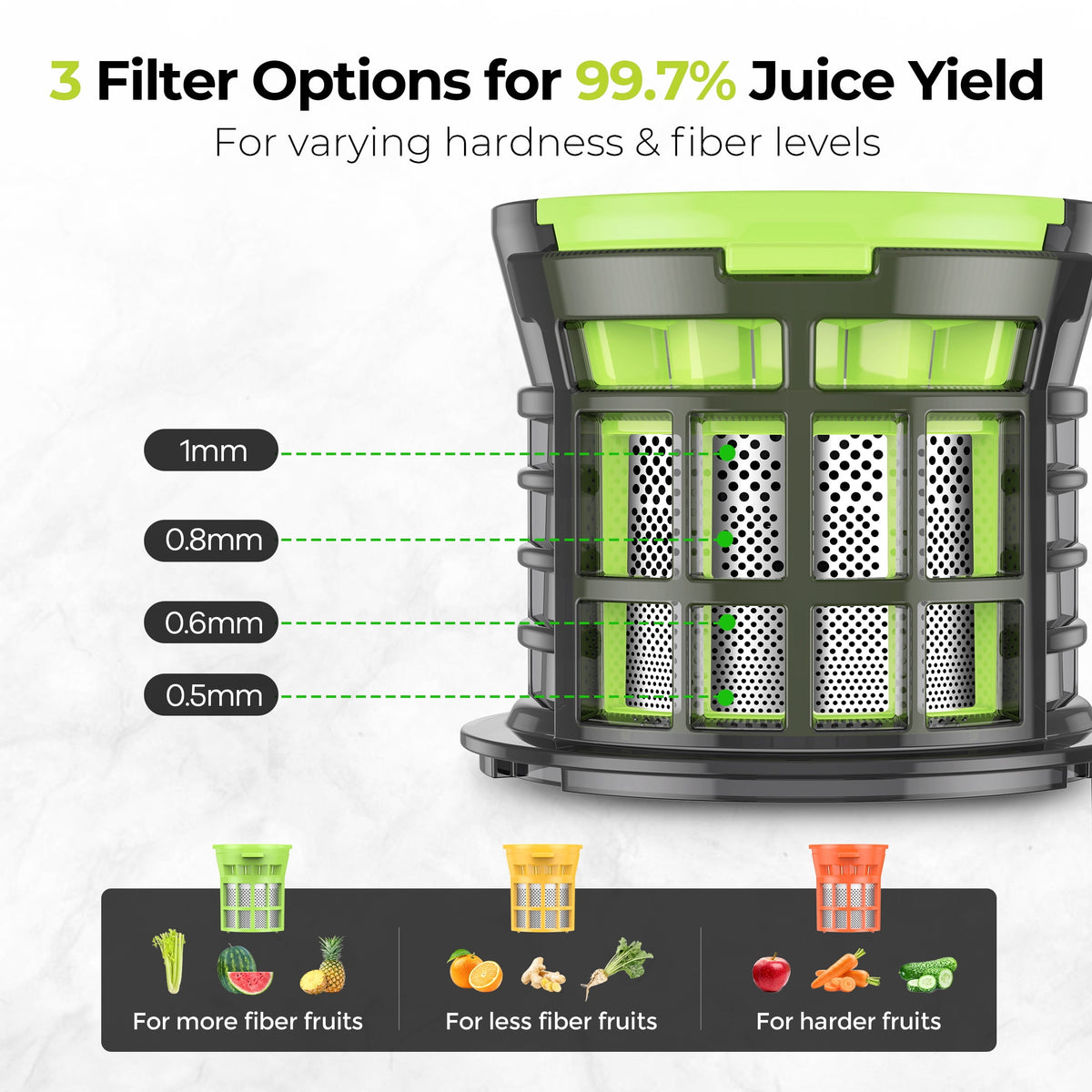 Syvio Cold Press Juicer, Juicer Machine with 4.3" Feed Chute, Slow Masticating Juicer for Fruits and Vegetables, Juice Maker with High Juice Yield, BPA-Free, Easy to Clean, Black Silver