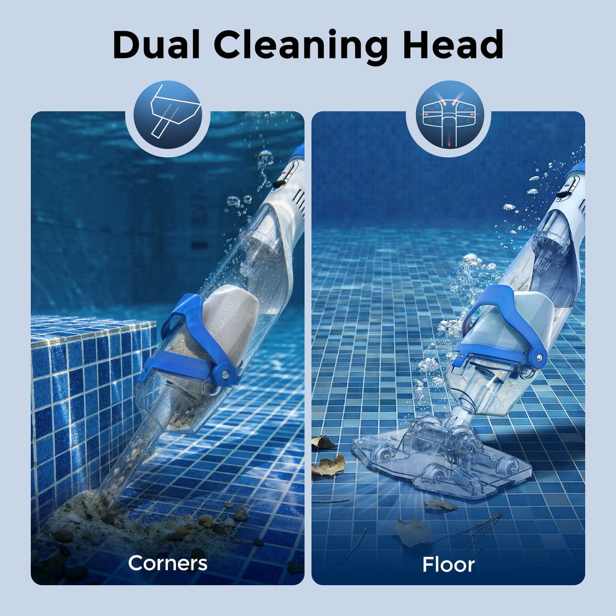 SYVIO 40W Cordless Handheld Pool Vacuum Cleaner, 18.5 GPM Rechargeable Pool Vacuum, 75 Min Runtime, 2 Hr Fast Charging for Pool, Spa & Hot Tub with 87.5" Telescopic Pole