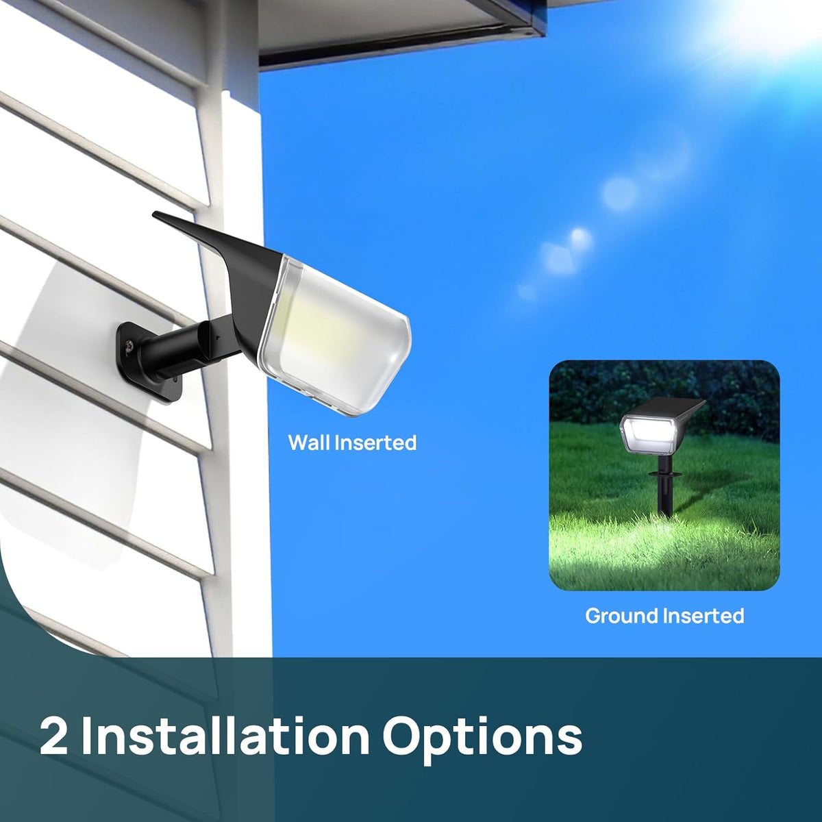 SYVIO RGB Solar Spotlight, 50 LEDs, 10 Modes IP65 Outdoor