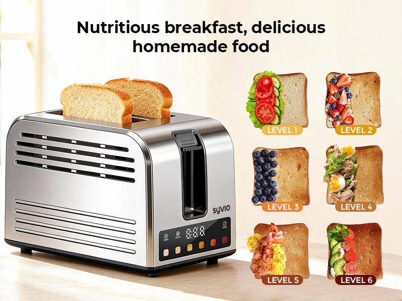 SYVIO Touchscreen Toaster, Smart Stainless Steel, 6 Levels