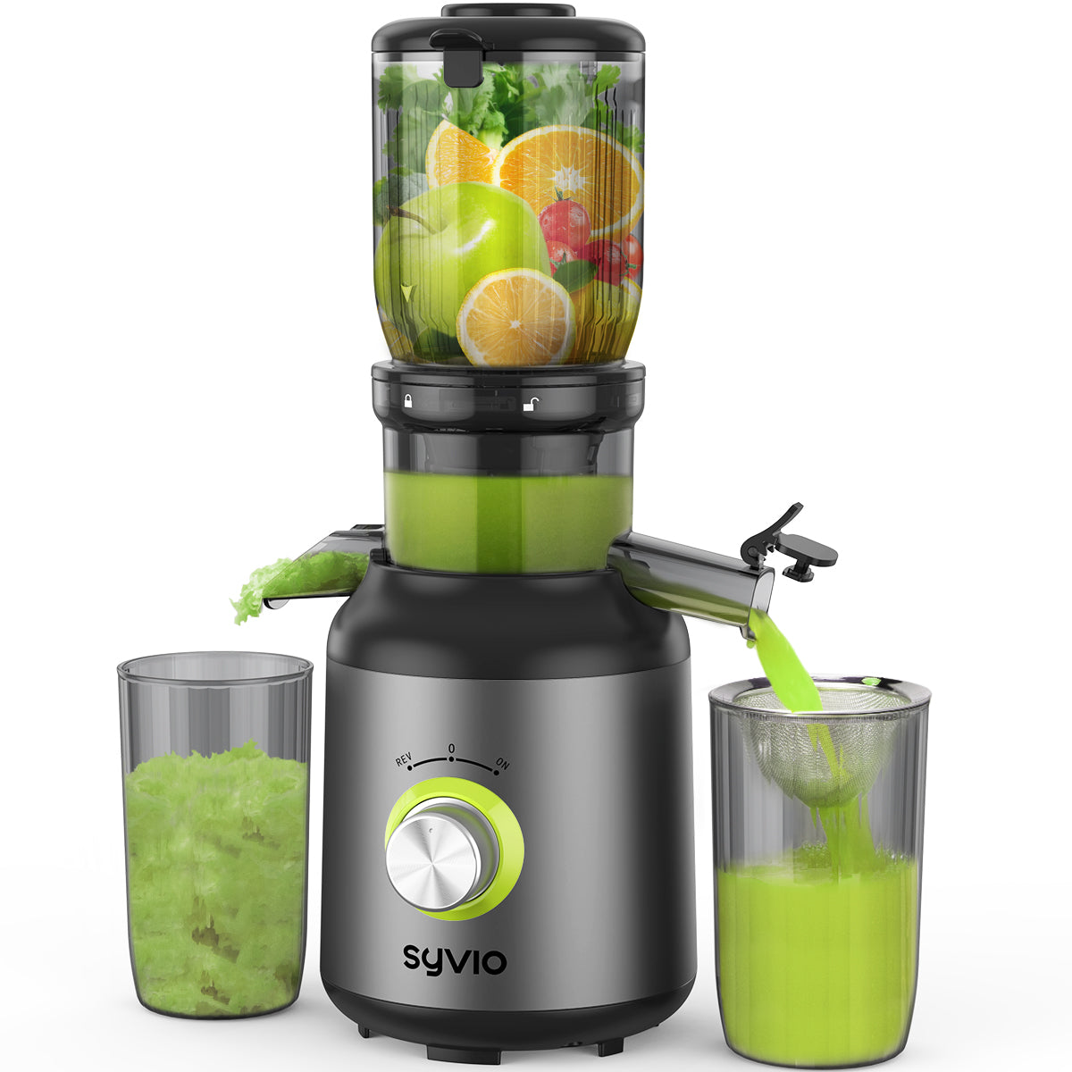SYVIO Centrifugal Juicer, Juice Extractor, 3-Speed
