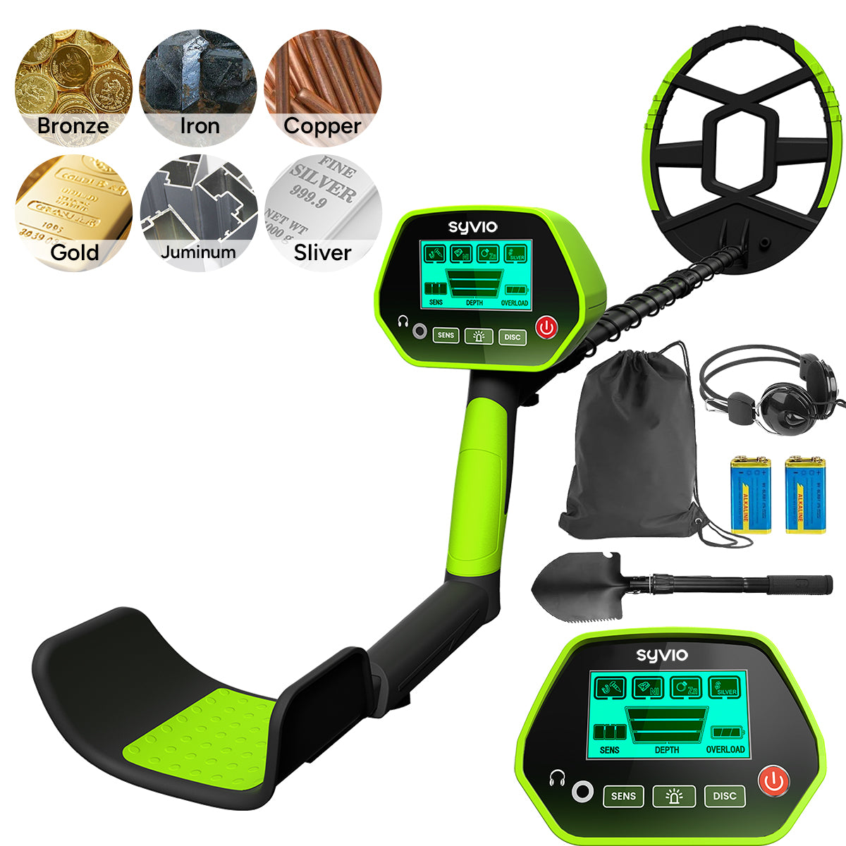 SYVIO Metal Detector for Adults & Kids, 8-Inch Coil