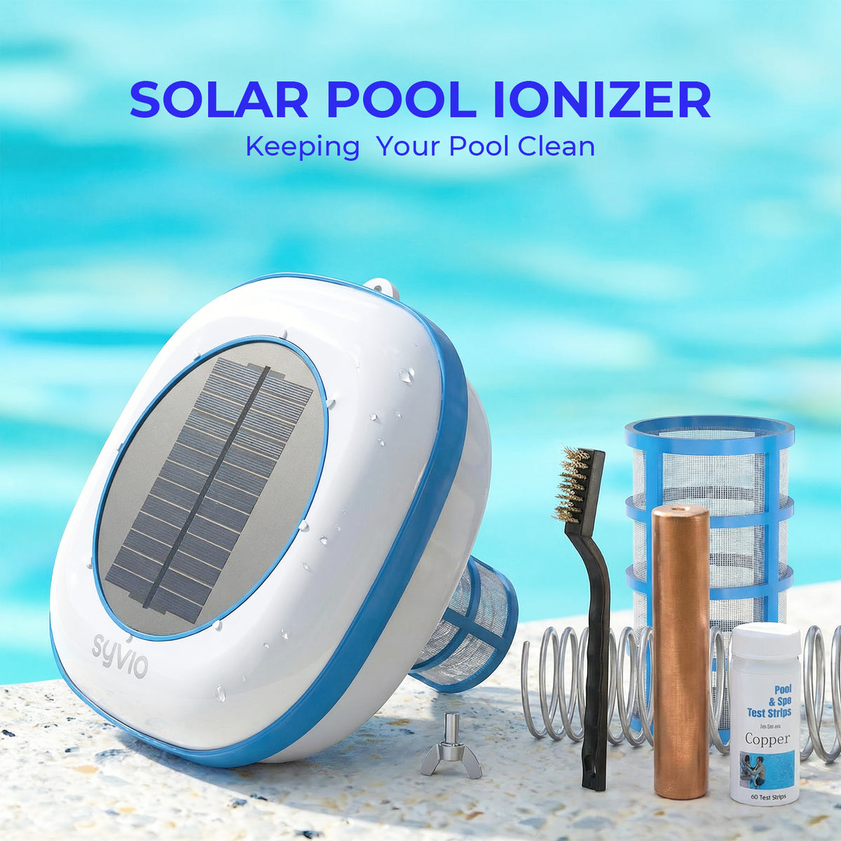 SYVIO Solar Pool Ionizer, Chemical-Free Pool Purifier