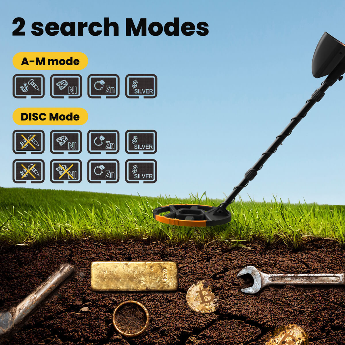 SYVIO Metal Detector for Adults & Kids, 8-Inch Coil