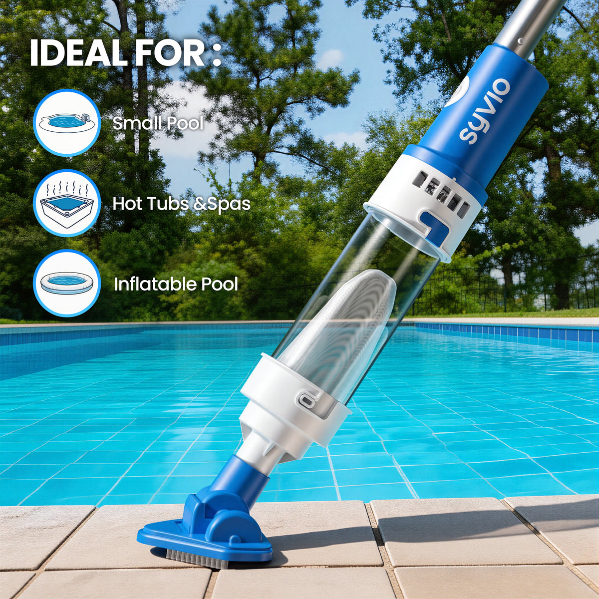 SYVIO 2-in-1 Cordless Pool Vacuum, Pool & Spa Cleaner
