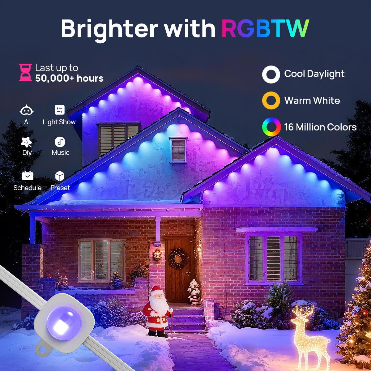SYVIO HP3 100ft Smart RGBTW Permanent Eave Lights