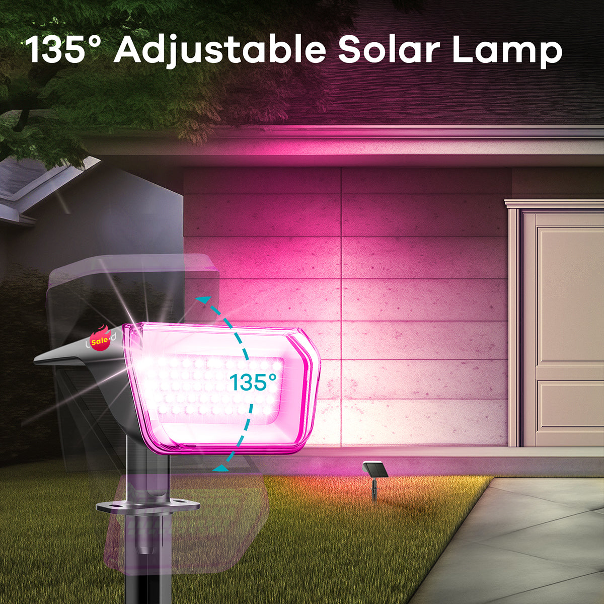 SYVIO RGB Solar Spotlight, 50 LEDs, 10 Modes IP65 Outdoor