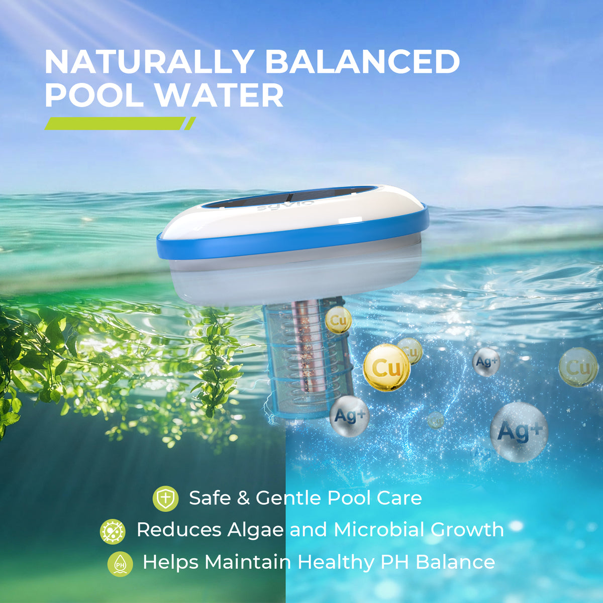 SYVIO Solar Pool Ionizer, Chemical-Free Pool Purifier