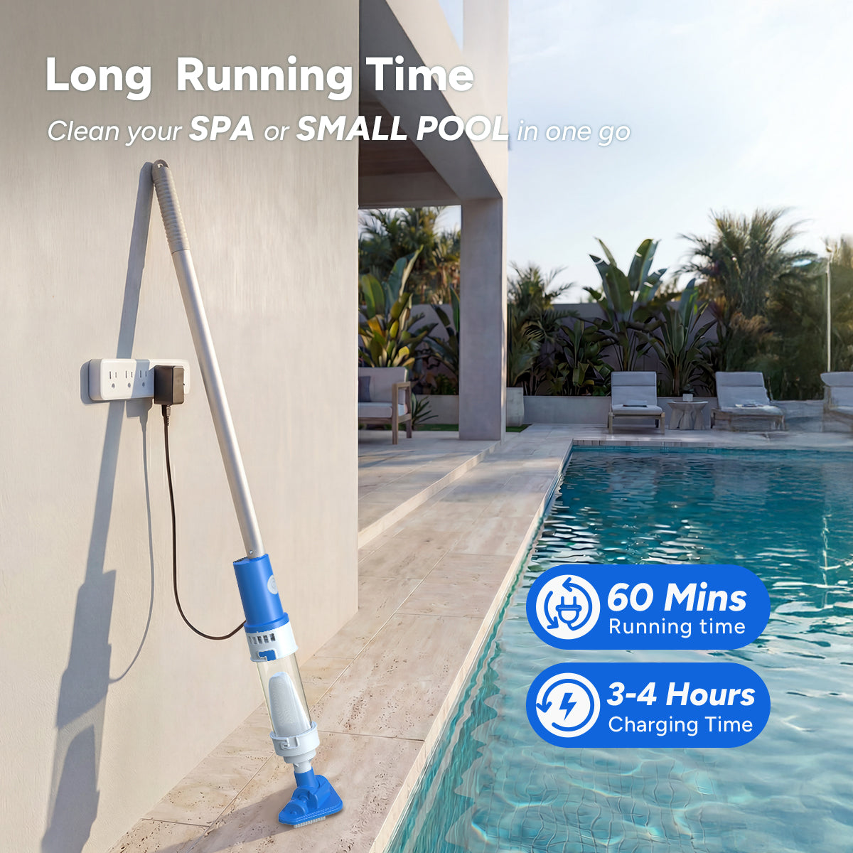 SYVIO 2-in-1 Cordless Pool Vacuum, Pool & Spa Cleaner