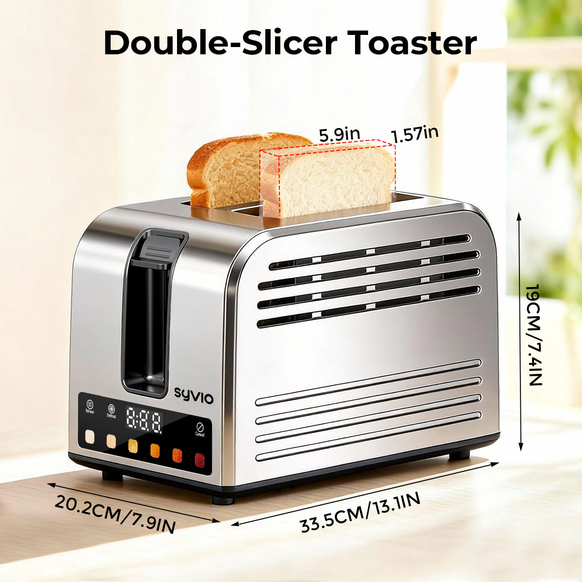 SYVIO Touchscreen Toaster, Smart Stainless Steel, 6 Levels