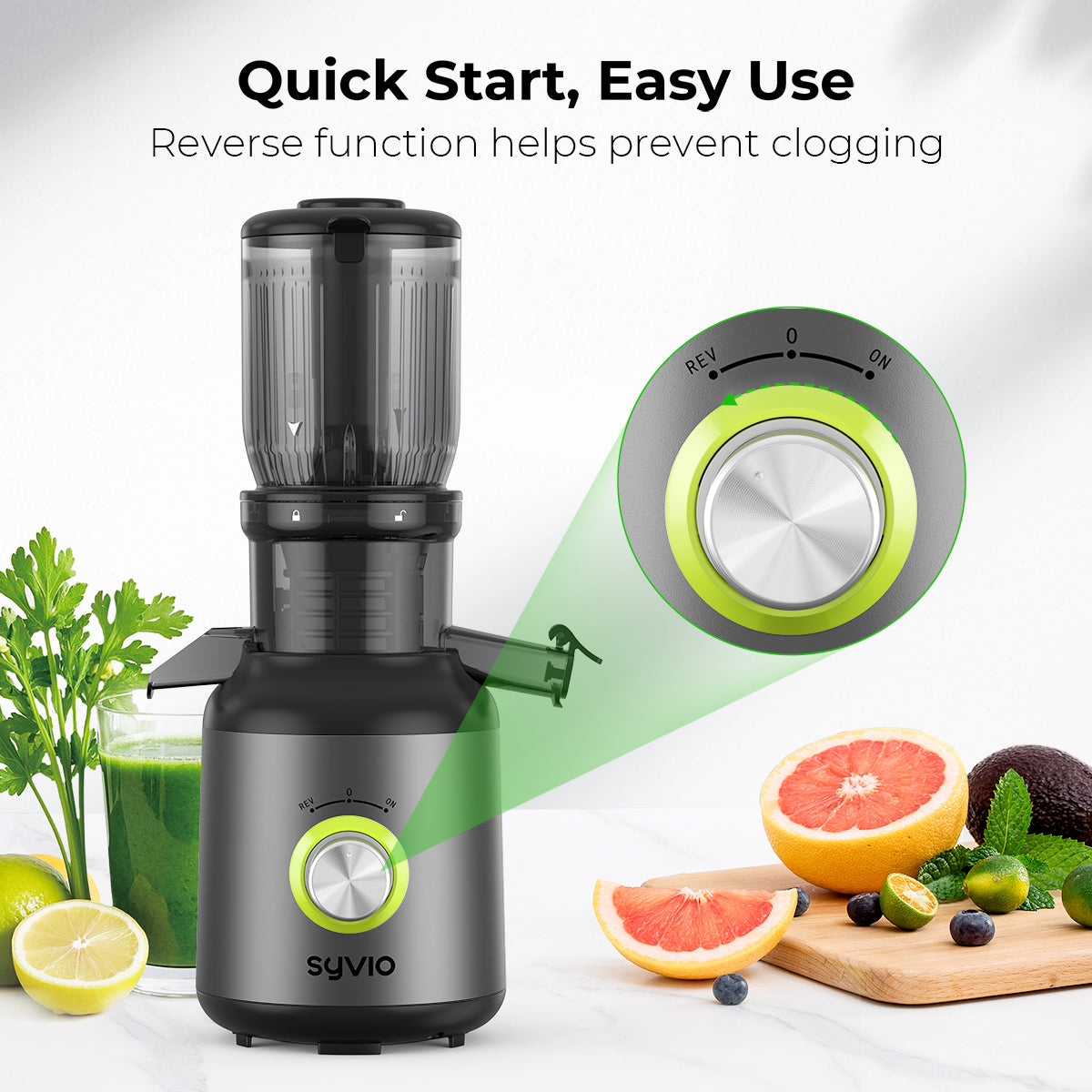 SYVIO Centrifugal Juicer, Juice Extractor, 3-Speed