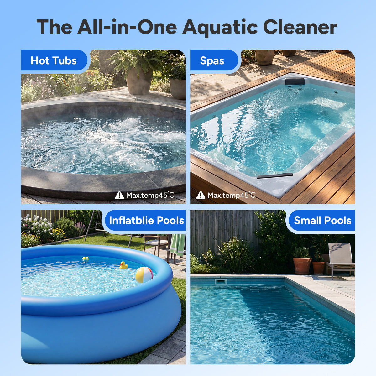 SYVIO 2-in-1 Cordless Pool Vacuum, Pool & Spa Cleaner