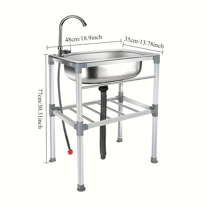 SYVIO Freestanding Stainless Steel Utility Sink with Faucet