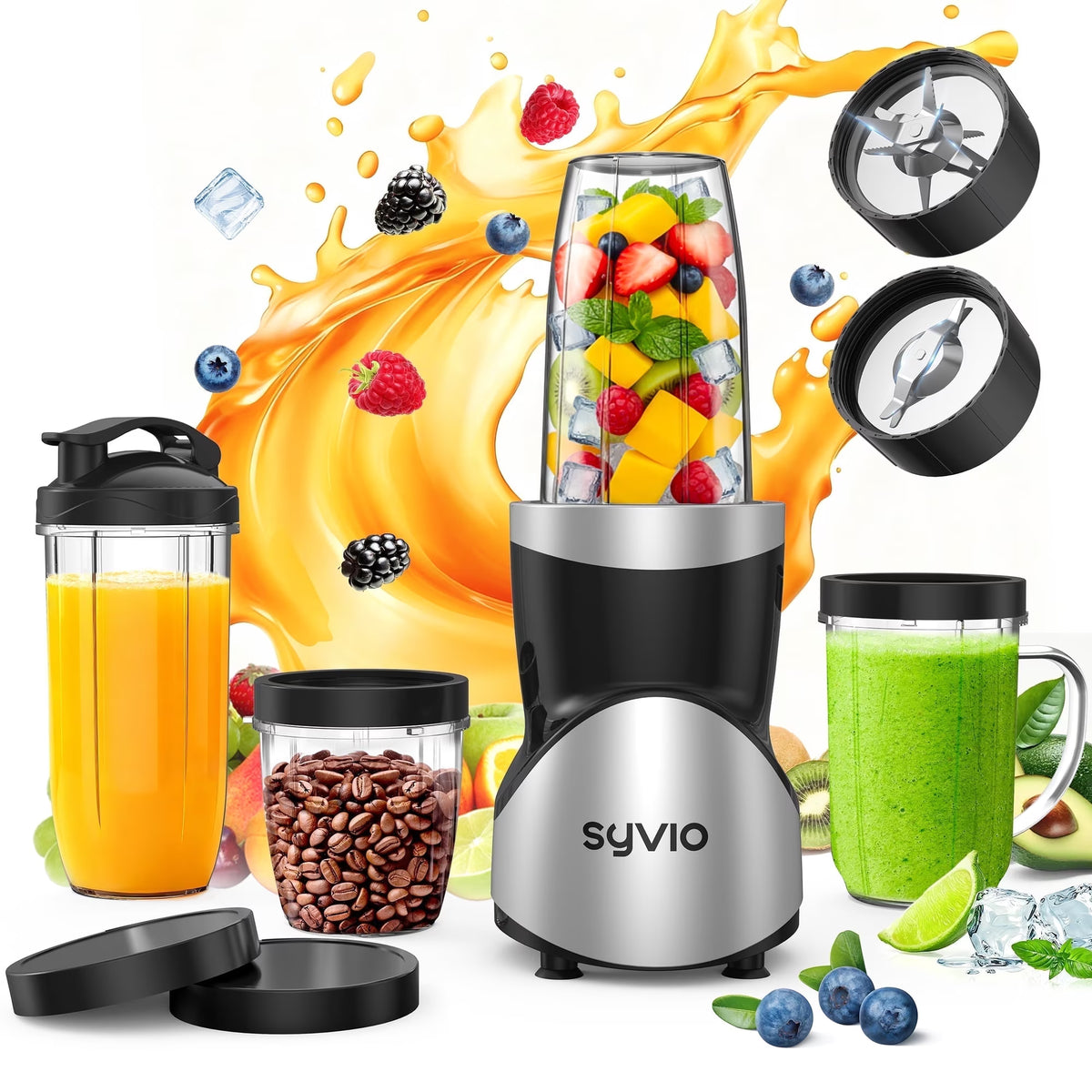 SYVIO Smoothie Blender, Personal Blender & Grinder, 4 Cups