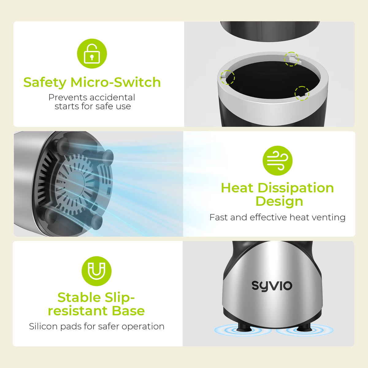 SYVIO Smoothie Blender, Personal Blender & Grinder, 4 Cups
